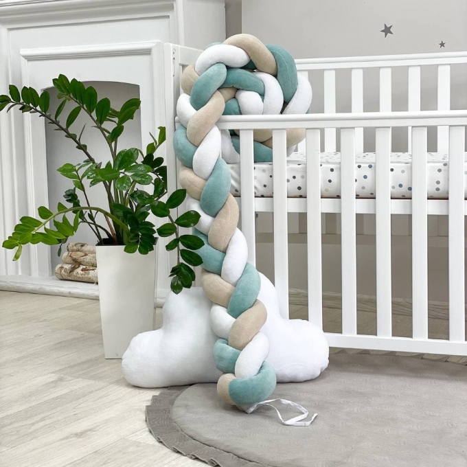 Protectie laterala patut bebe menta-bej (4)